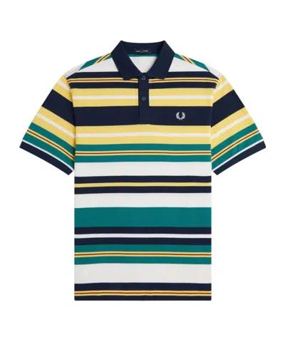 Fred Perry Striped Relaxed Polo Shirt In Multi