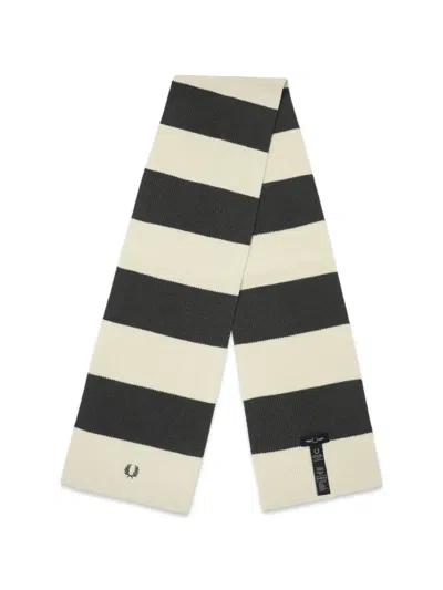 Fred Perry Striped Ribbed-knit Scarf In Multi
