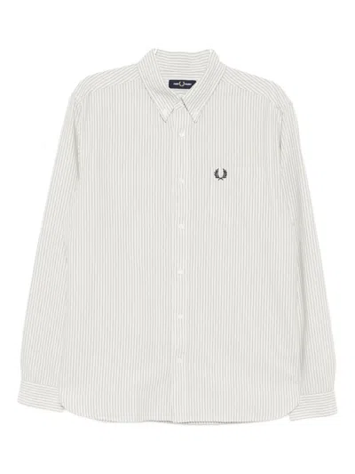 Fred Perry Striped Shirt In White