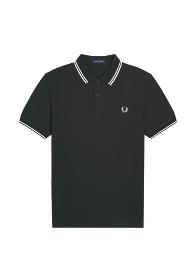 Fred Perry Cotton Polo Shirt With Embroidered Logo In Black
