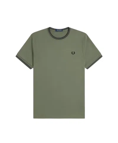 Fred Perry Striped T-shirt With Two Stripes In Green