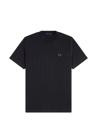 Fred Perry Striped-texture T-shirt In Black