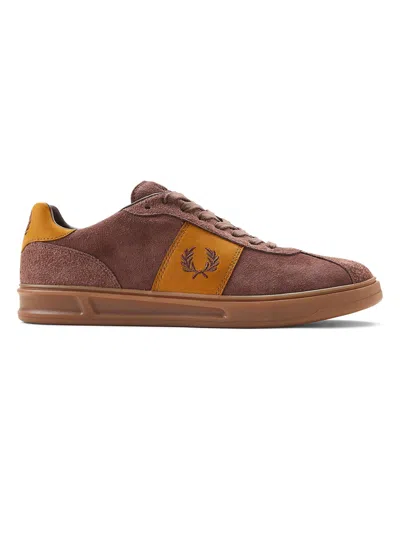 Fred Perry Suede Sneakers With Iconic Embroidery In Brown