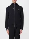 Fred Perry Logo Zip Hoodie In Black