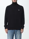 Fred Perry Black Embroidered Turtleneck In Black