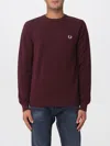 Fred Perry Pique Stitch Jumper Oxblood In Burgundy