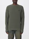Fred Perry Embroidered Laurel Wreath Crew Neck Sweater In Gray