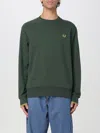 Fred Perry Logo-embroidered Cotton Sweatshirt In Grün