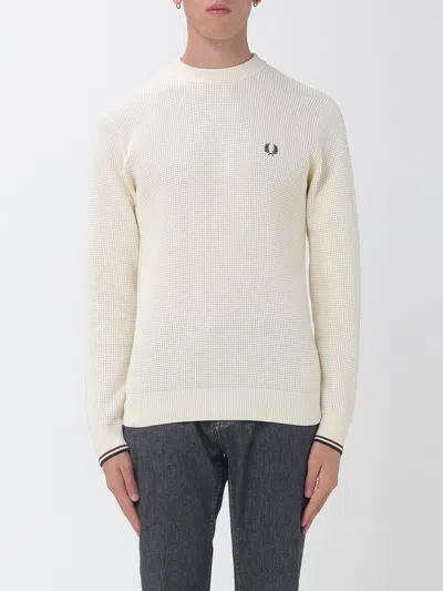 Fred Perry Sweater Men Color Ecru In Animal Print