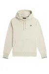 Fred Perry French Terry Cotton Hoodie With Iconic Laurel Wreath Embroidery In Beige Chiari E Naturali