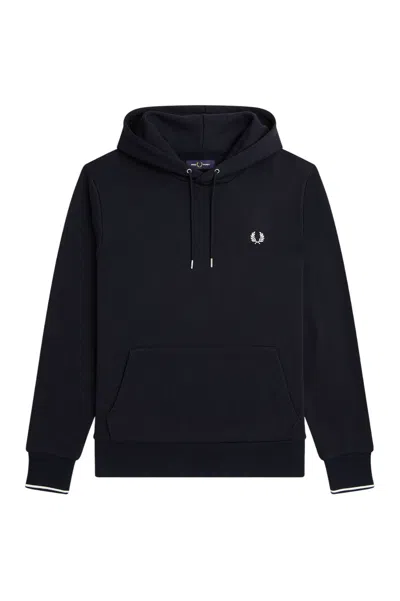 Fred Perry Embroidered-logo Detail Hoodie In Black