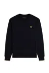 Fred Perry Slogan-embroidered Cotton Sweatshirt In Blu Blu E Verdi