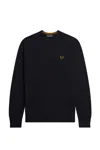 Fred Perry Logo-embroidered Crew-neck Jumper In Blu Blu E Verdi