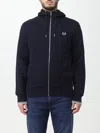 Fred Perry Fp Hooded Zip Through Sweatshirt In Blue