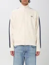 Fred Perry Track Jacket With Contrasting Webbing In Ecru