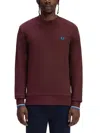 Fred Perry Bordeaux Crewneck Sweatshirt With Contrasting Double-tipped Cuffs In Multi
