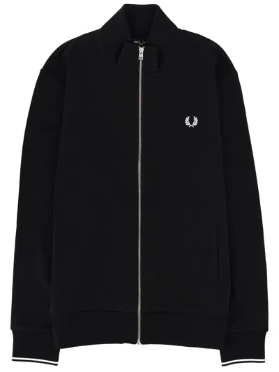 Fred Perry Sweatshirt With Logo And Zipper In Black