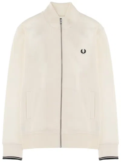Fred Perry Sweatshirt With Logo And Zipper In Neutral