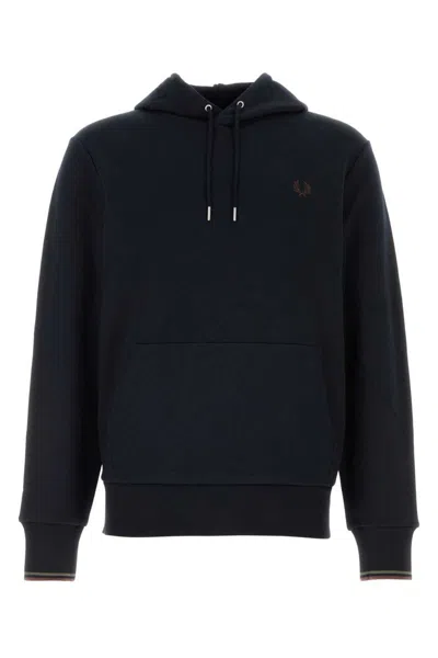 Fred Perry Logo-print Drawstring Hoodie In Blue