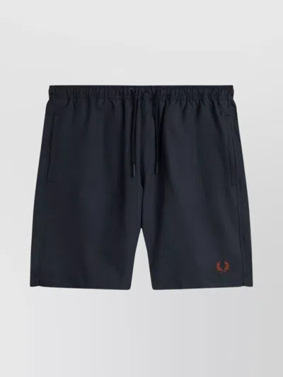 Fred Perry Swim Trunks With Back And Side Pockets In Black