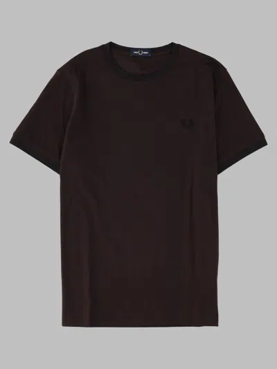 Fred Perry Logo-embroidered Cotton T-shirt In Brown
