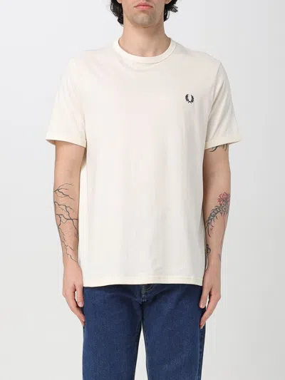 Fred Perry Mens Crew Neck T-shirt In Ecru 560
