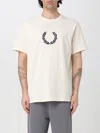 Fred Perry Mens  Branded Regular-fit Cotton-jersey T-shirt In Beige