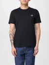 Fred Perry Logo-embroidered Cotton T-shirt In Black