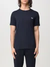 Fred Perry Logo-embroidered Cotton T-shirt In Blau