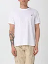 Fred Perry Ringer Wreath-embroidered T-shirt In White