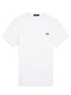 Fred Perry Ringer Wreath-embroidered T-shirt In White