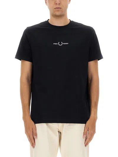 Fred Perry T-shirt With Embroidered Logo In Black