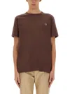 Fred Perry Open-necked Black Shirt In Brown