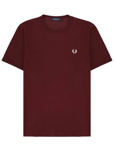 Fred Perry T-shirt With Logo In Burgundy