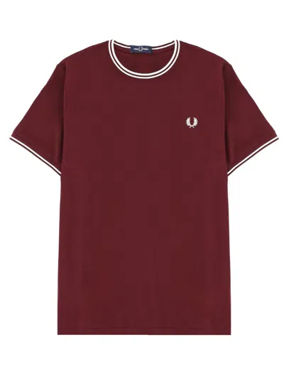Fred Perry T-shirt With Logo In Burgundy
