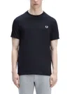 Fred Perry Mens Black Ringer Logo-embroidered Cotton-jersey T-shirt