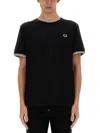 Fred Perry Embroidered-logo Short-sleeved T-shirt In Black
