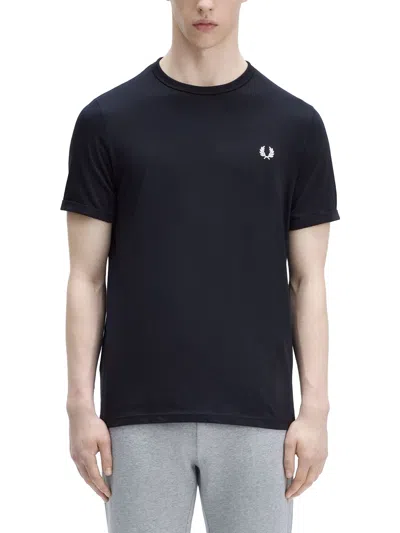 Fred Perry T-shirt With Logo Embroidery In Blue