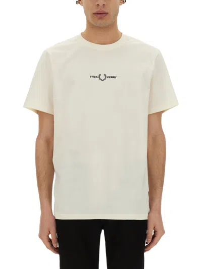 FRED PERRY T-SHIRT WITH LOGO EMBROIDERY