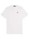 Fred Perry Ringer Wreath-embroidered T-shirt In White