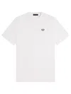 Fred Perry Ringer Wreath-embroidered T-shirt In White