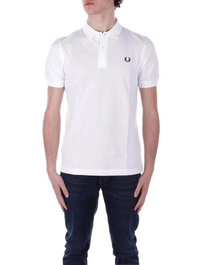 Fred Perry Unisex Plain Polo In Baby Blue In White