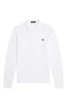 Fred Perry The Shirt With Long Sleeves And Buttoned Collar In Bianco Chiari E Naturali