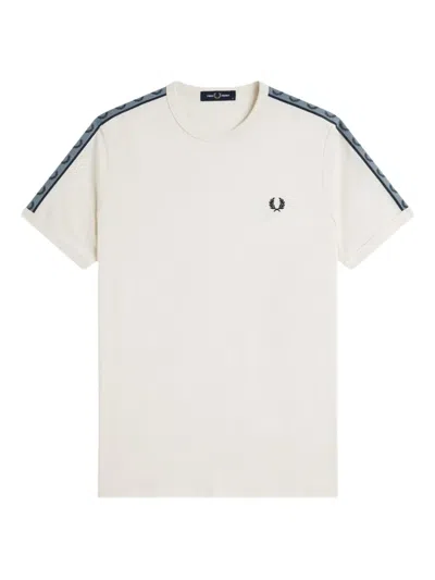 Fred Perry Tape Logo T-shirt In Neutral