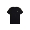 FRED PERRY TAPED RINGER T-SHIRT BLACK / WARM STONE