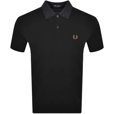 Fred Perry Tartan Collar Polo T Shirt Black