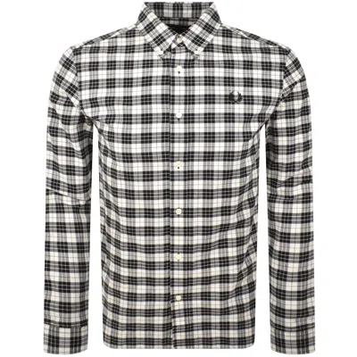 Fred Perry Tartan Oxford Long Sleeved Shirt Ecru In Multi