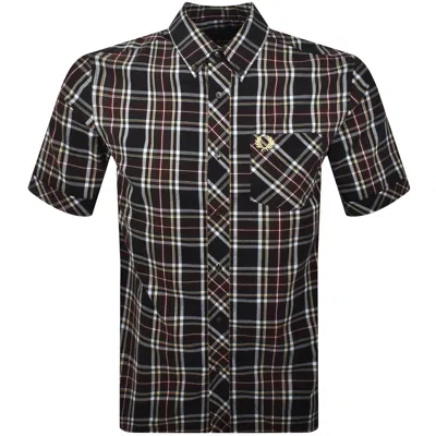 Fred Perry Tartan Short Sleeve Shirt Black