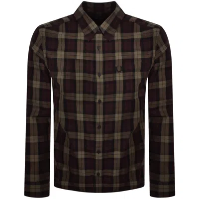 Fred Perry Tartan Twill Shirt Burgundy In Multi