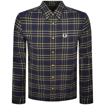 Fred Perry Tartan Twill Shirt French Navy In Blue